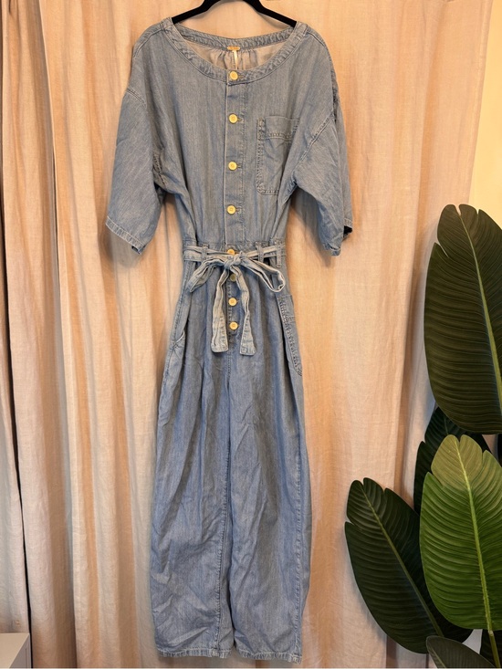 Free People Pants - Free People Marley Denim Jumpsuit Blue Chambray XS